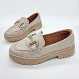 Vizzano 1422-101 Flat Loafer in Beige Croco