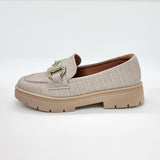 Vizzano 1422-101 Flat Loafer in Beige Croco