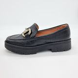 Vizzano 1422-101 Flat Loafer in Black Croco