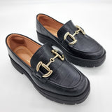 Vizzano 1422-101 Flat Loafer in Black Croco