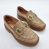 Vizzano 1422-101 Flat Loafer in Caramel Croco