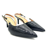 Vizzano 1456-104 Mid Heel Pointy Toe Slingback Pump in Black