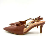 Vizzano 1456-104 Mid Heel Pointy Toe Slingback Pump in Mocha