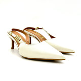 Vizzano 1456-104 Mid Heel Pointy Toe Slingback Pump in Off White