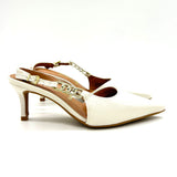 Vizzano 1456-104 Mid Heel Pointy Toe Slingback Pump in Off White