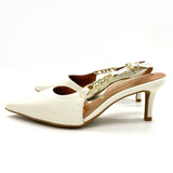 Vizzano 1456-104 Mid Heel Pointy Toe Slingback Pump in Off White