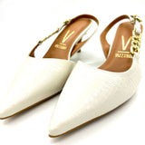 Vizzano 1456-104 Mid Heel Pointy Toe Slingback Pump in Off White