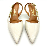 Vizzano 1456-104 Mid Heel Pointy Toe Slingback Pump in Off White