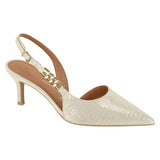 Vizzano 1456-104 Mid Heel Pointy Toe Slingback Pump in Off White