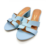 Vizzano 6291-1180 Block Heel Slip-on Sandal in Sky Blue
