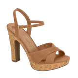 Vizzano 6292-280 High Heel Platform Sandal in Camel Suede