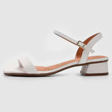 Vizzano 6428-101 Low Heel Sandal in White Napa