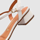 Vizzano 6428-101 Low Heel Sandal in White Napa