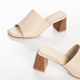 Vizzano 6530-100 Block Heel Mule in Cream
