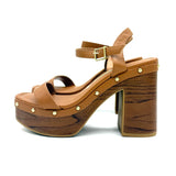 Vizzano 6541-200 Block Heel Platform Sandal in Camel