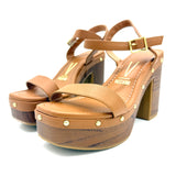 Vizzano 6541-200 Block Heel Platform Sandal in Camel