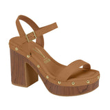 Vizzano 6541-200 Block Heel Platform Sandal in Camel