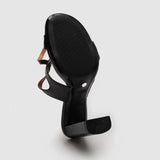 Vizzano 6550-102 Block Heel Croc-Embossed Sandal in Black