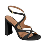 Vizzano 6550-102 Block Heel Croc-Embossed Sandal in Black