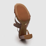 Vizzano 6550-102 Block Heel Croc-Embossed Sandal in Mocha