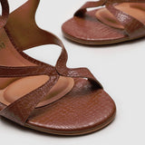 Vizzano 6550-102 Block Heel Croc-Embossed Sandal in Mocha