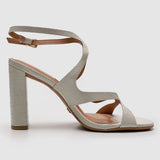 Vizzano 6550-102 Block Heel Croc-Embossed Sandal in Off White