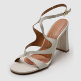 Vizzano 6550-102 Block Heel Croc-Embossed Sandal in Off White