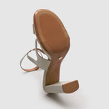 Vizzano 6550-102 Block Heel Croc-Embossed Sandal in Off White