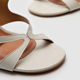 Vizzano 6550-102 Block Heel Croc-Embossed Sandal in Off White