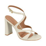 Vizzano 6550-102 Block Heel Croc-Embossed Sandal in Off White