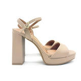 Vizzano 6551-100 Block Heel Platform Sandal in Beige Napa