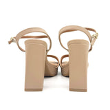 Vizzano 6551-100 Block Heel Platform Sandal in Beige Napa