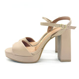 Vizzano 6551-100 Block Heel Platform Sandal in Beige Napa