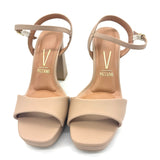 Vizzano 6551-100 Block Heel Platform Sandal in Beige Napa