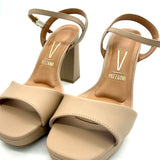 Vizzano 6551-100 Block Heel Platform Sandal in Beige Napa