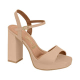 Vizzano 6551-100 Block Heel Platform Sandal in Beige Napa