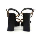 Vizzano 6551-100 Block Heel Platform Sandal in Black Napa