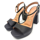 Vizzano 6551-100 Block Heel Platform Sandal in Black Napa