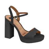 Vizzano 6551-100 Block Heel Platform Sandal in Black Napa