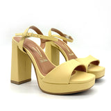 Vizzano 6551-100 Block Heel Platform Sandal in Butter Napa