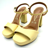 Vizzano 6551-100 Block Heel Platform Sandal in Butter Napa