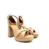 Vizzano 6551-103 Block Heel Platform Sandal in Beige Napa