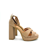 Vizzano 6551-103 Block Heel Platform Sandal in Beige Napa