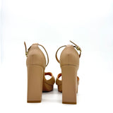 Vizzano 6551-103 Block Heel Platform Sandal in Beige Napa