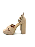 Vizzano 6551-103 Block Heel Platform Sandal in Beige Napa