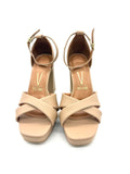 Vizzano 6551-103 Block Heel Platform Sandal in Beige Napa