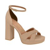 Vizzano 6551-103 Block Heel Platform Sandal in Beige Napa