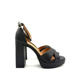 Vizzano 6551-103 Block Heel Platform Sandal in Black Napa