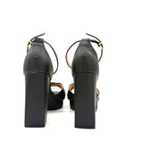 Vizzano 6551-103 Block Heel Platform Sandal in Black Napa