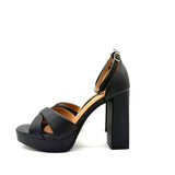 Vizzano 6551-103 Block Heel Platform Sandal in Black Napa